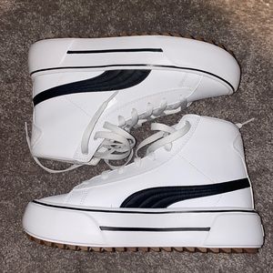Puma White and Black Platform Sneakers